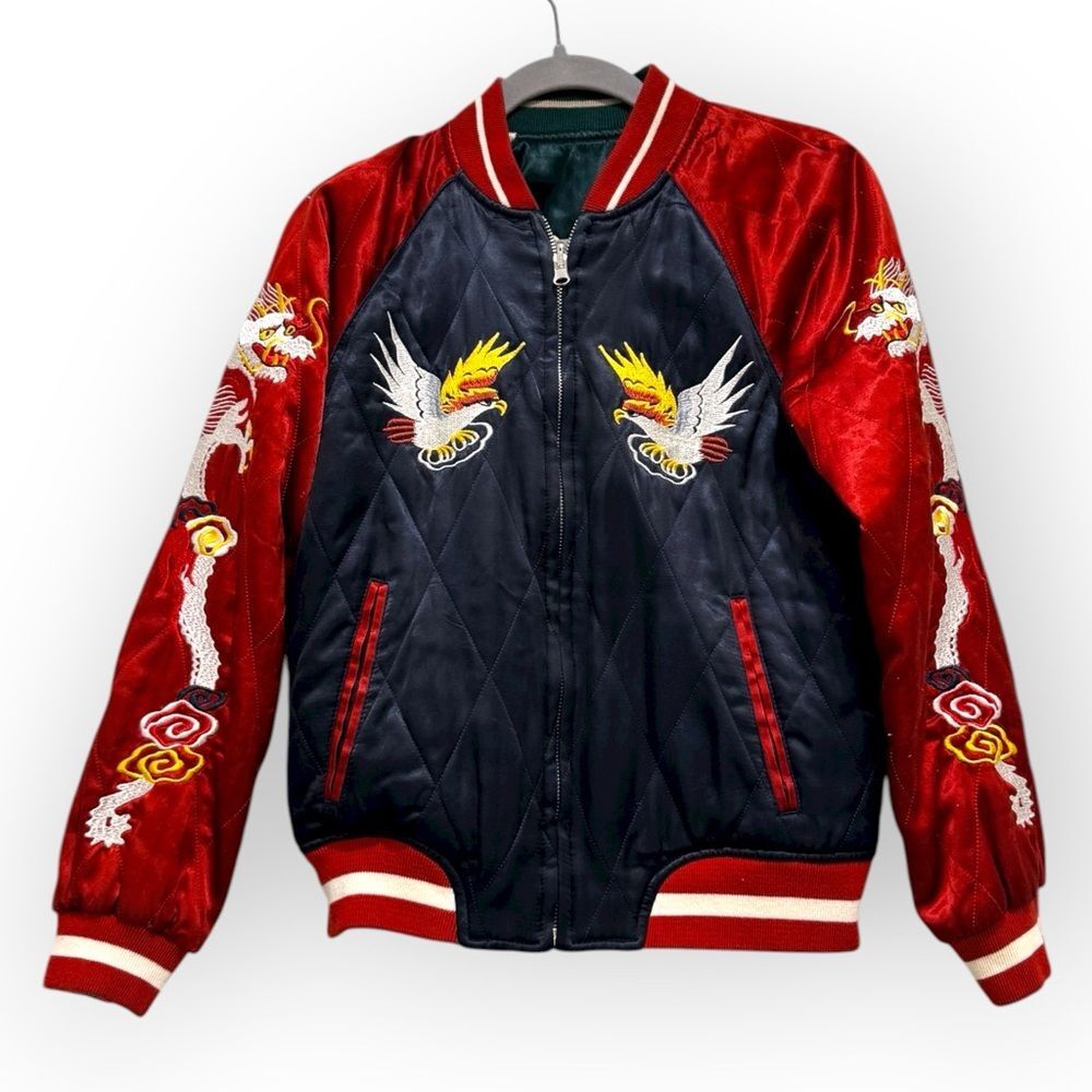 Topshop Rare Reversible Embroidered Sukajan Bomber Jacket – Size 4 (US) - Picture 4 of 6